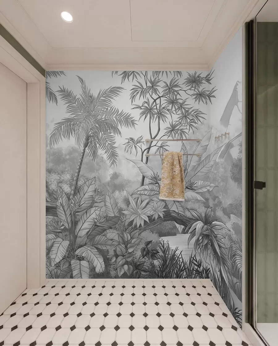 wall murals Црно-бели тропи u59039d3