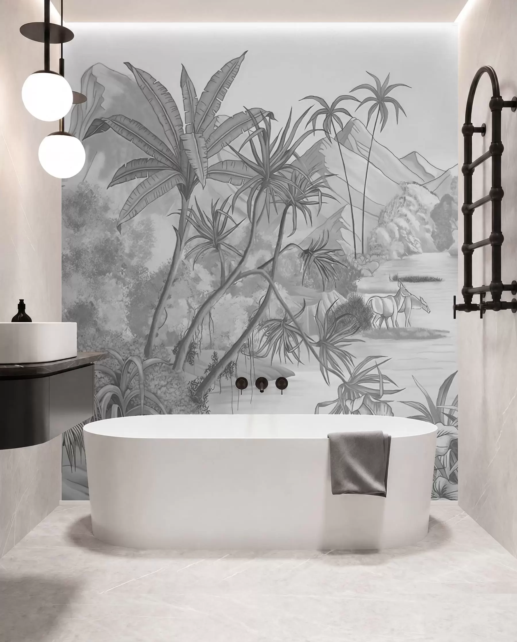 wall murals Црно-бели тропи u59039d1