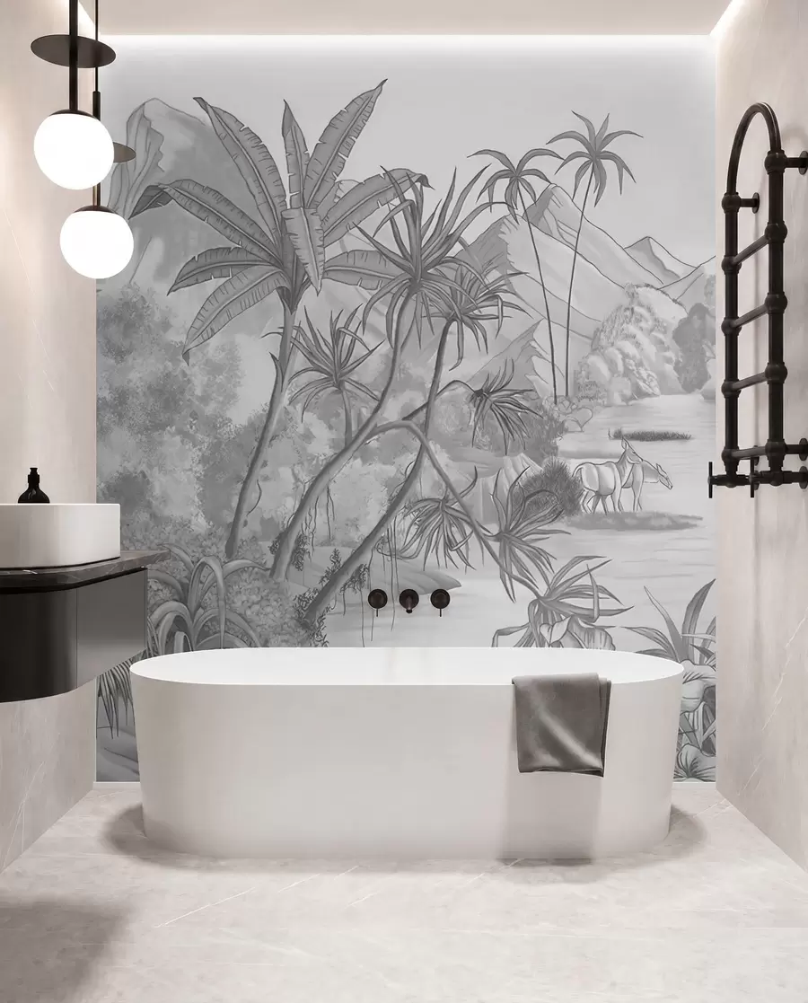wall murals Црно-бели тропи u59039d1
