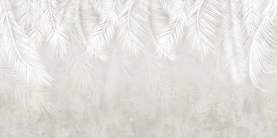 wall murals Бело крхко палмино лишће са грунге текстуром u94286d2