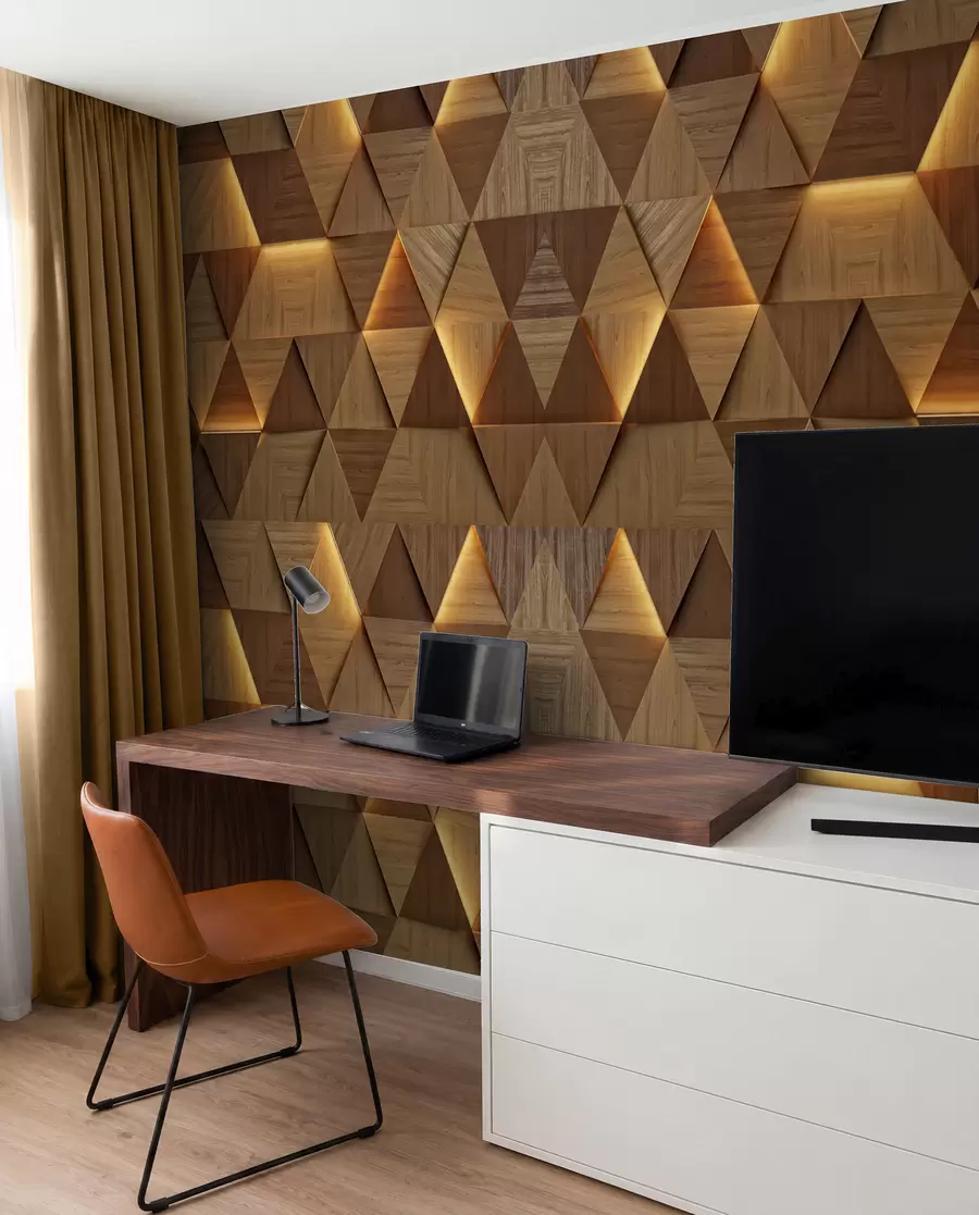 wall murals Класични дрвени троуглови са 3Д осветљењем u99280