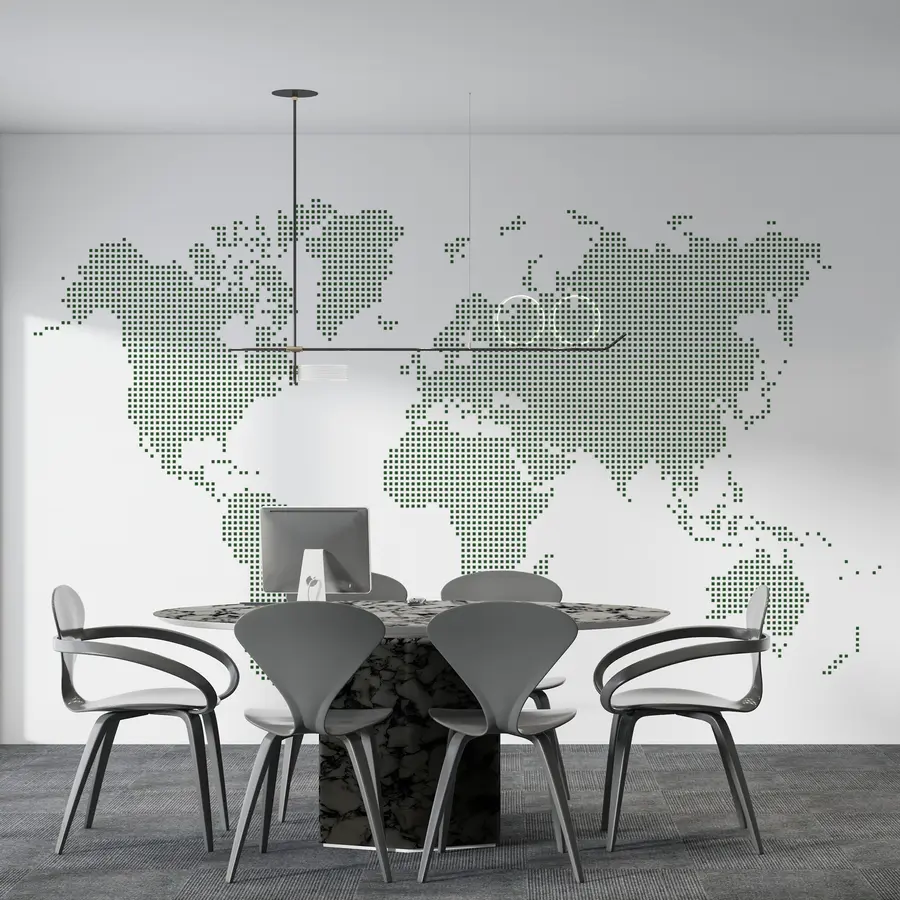 wall murals Мапа света са зеленим квадратним тачкама u99406v2