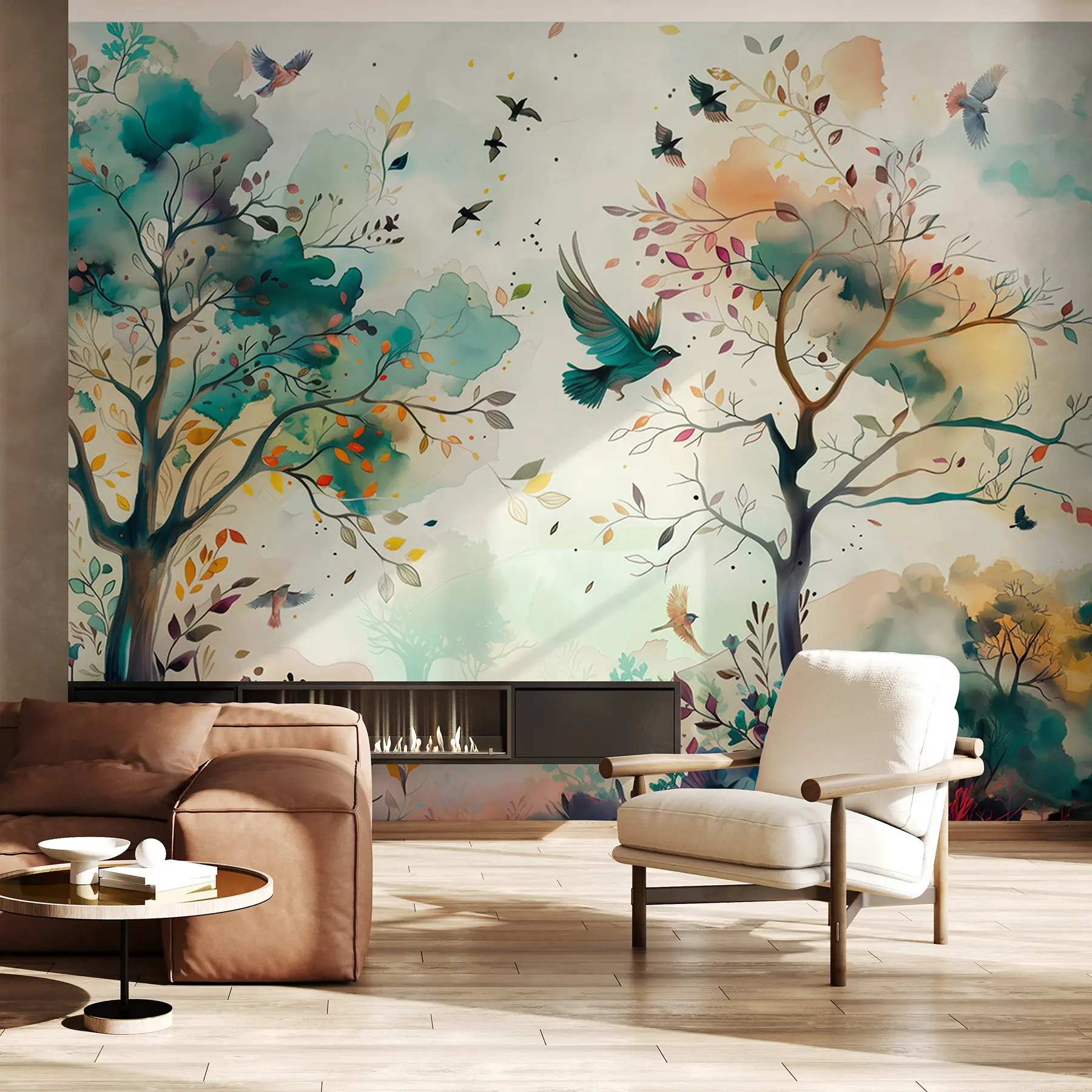 wall murals Боје птица на јесењим гранама u99612