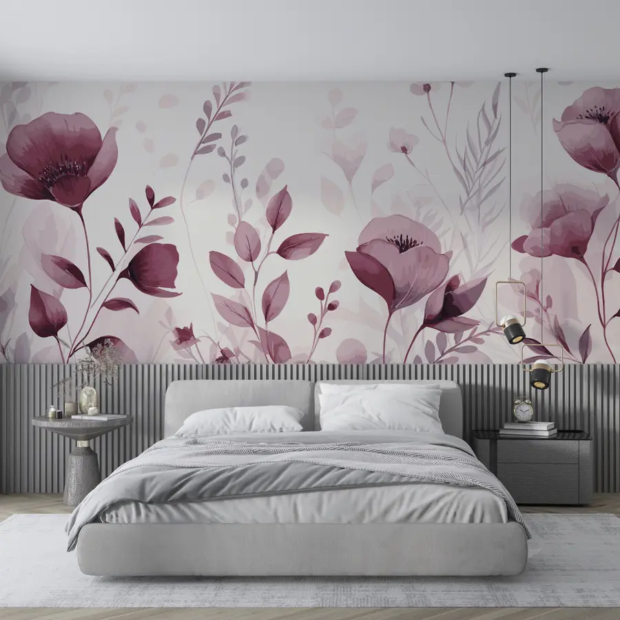 wall murals Ружичасто цвеће на белој позадини u99558