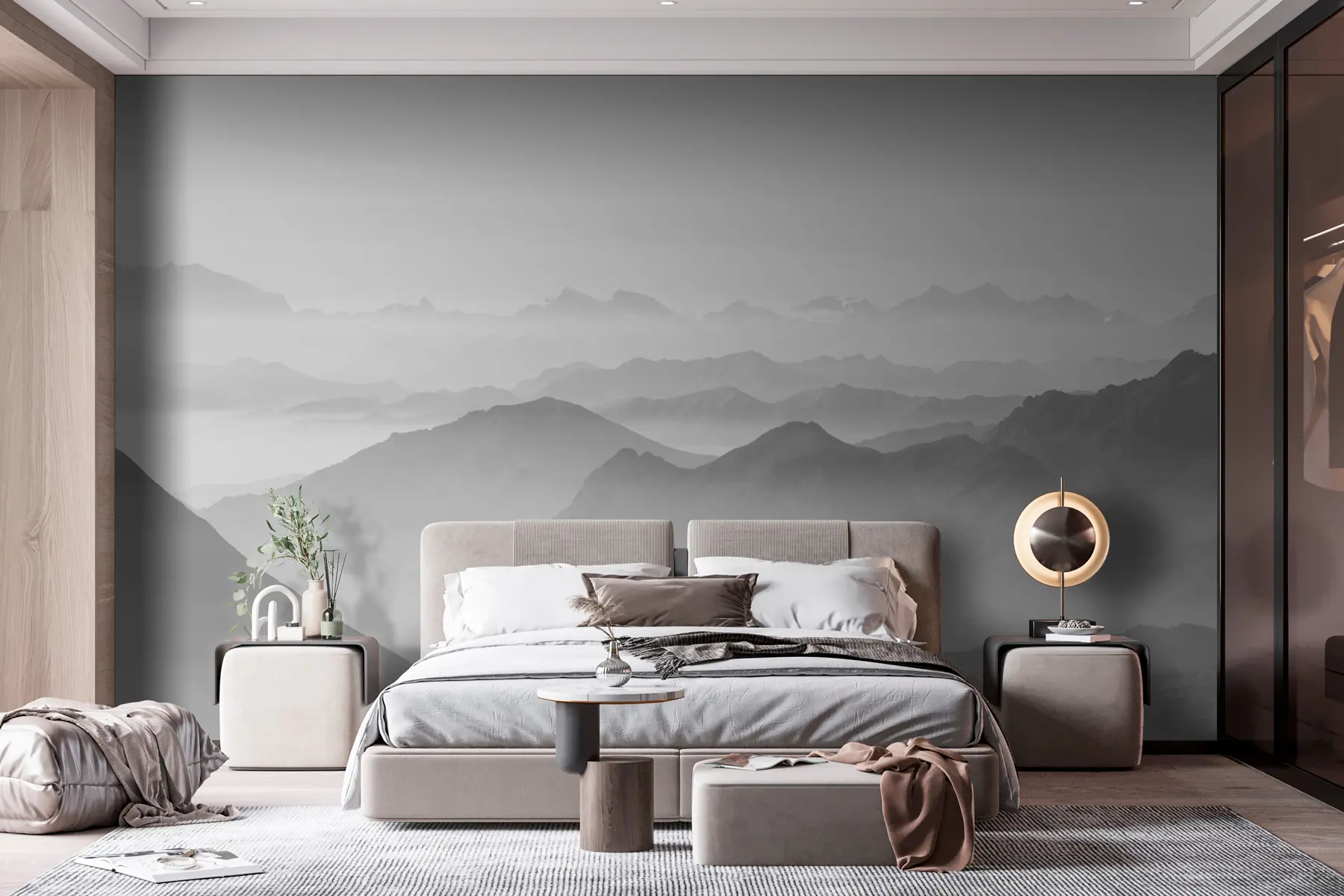 wall murals Пејзаж дина и планина у сивој боји u99719v1