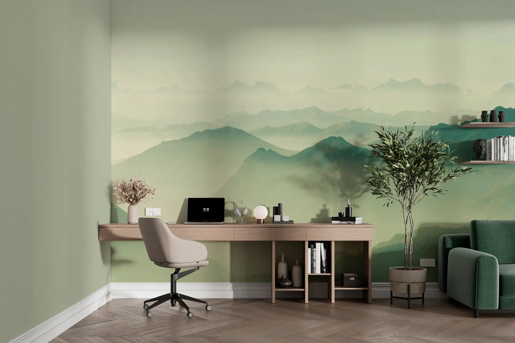 wall murals Пејзаж дина и зелених планина u99719v5