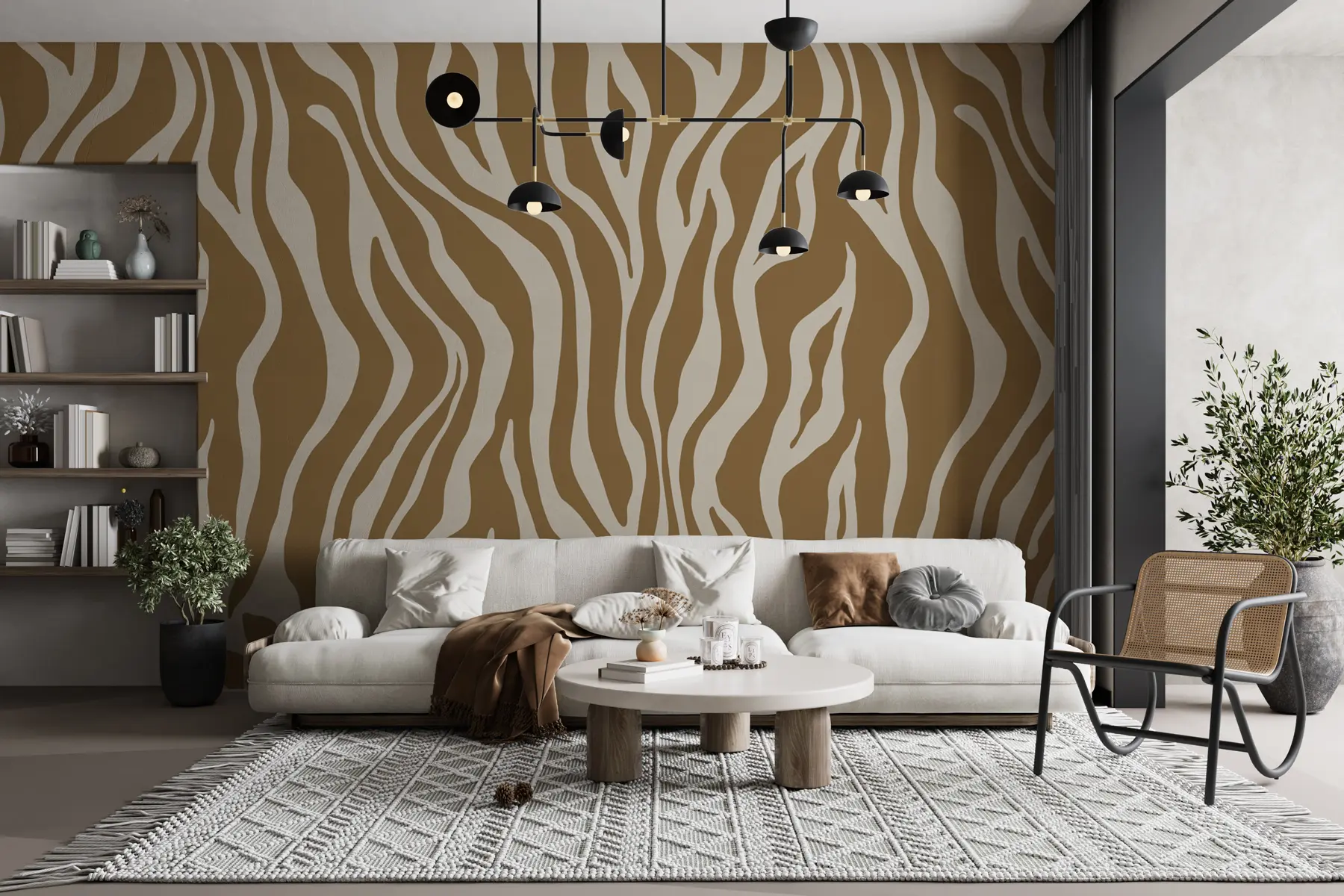 wall murals Векторски отисак коже зебре у браон и белим бојама u99173