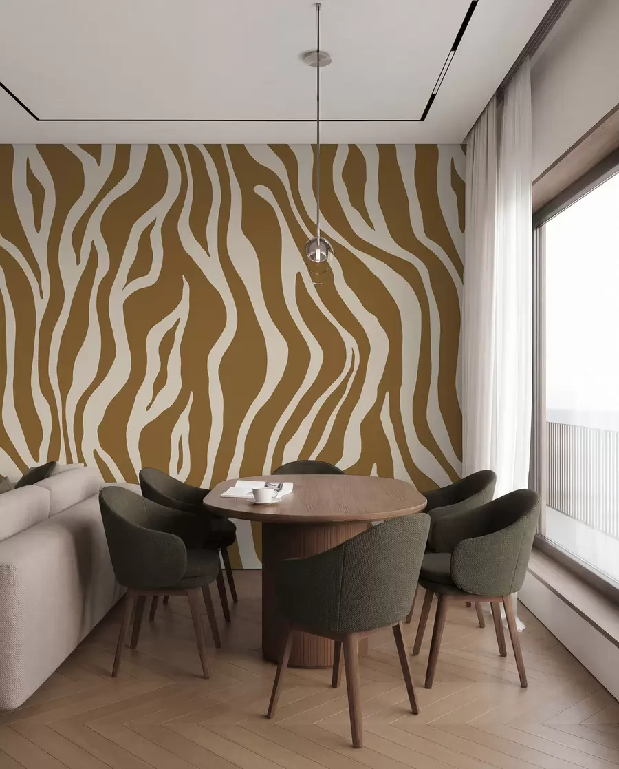 wall murals Векторски отисак коже зебре у браон и белим бојама u99173