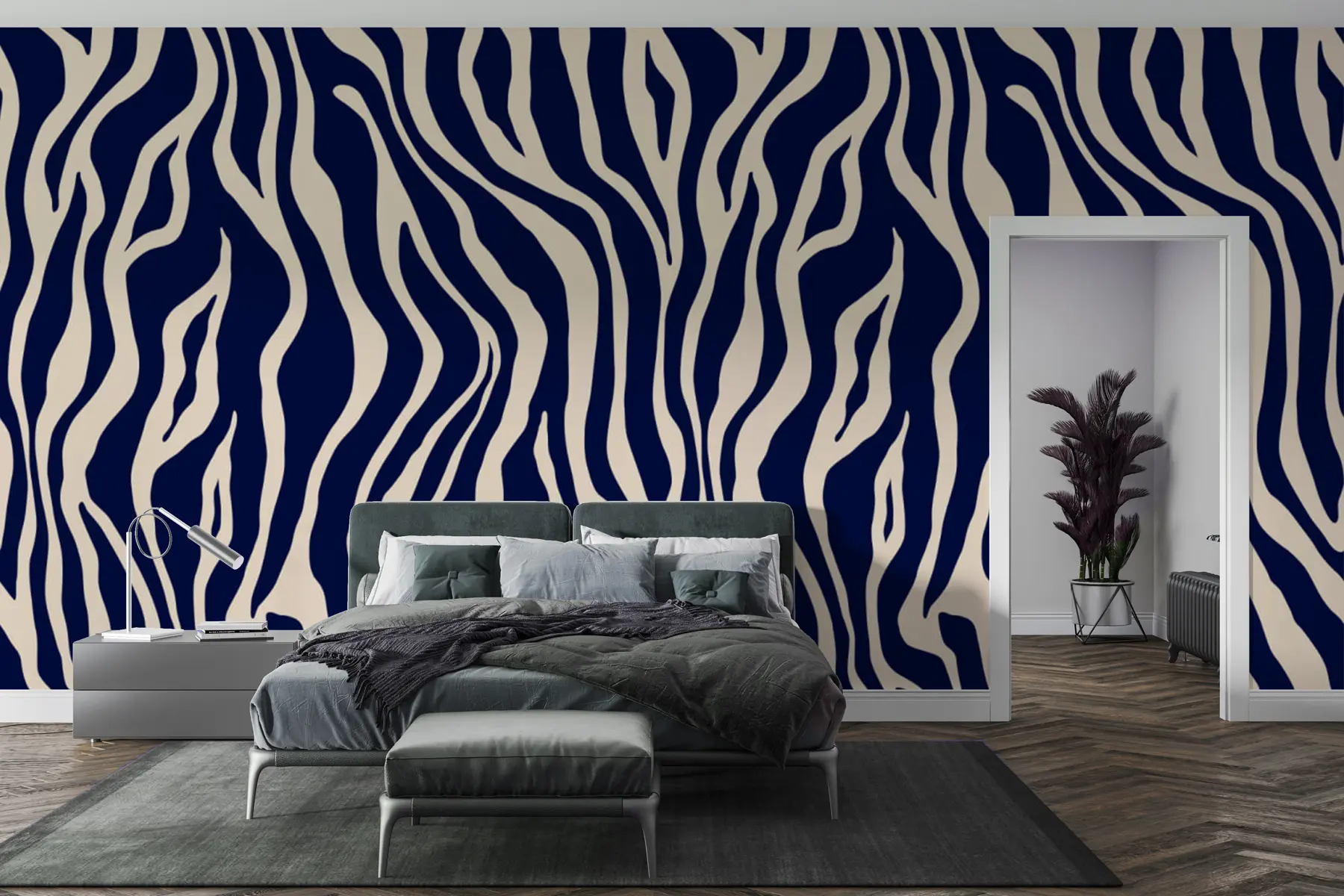 wall murals Векторски отисак коже зебре у плавим и белим бојама u99173v1