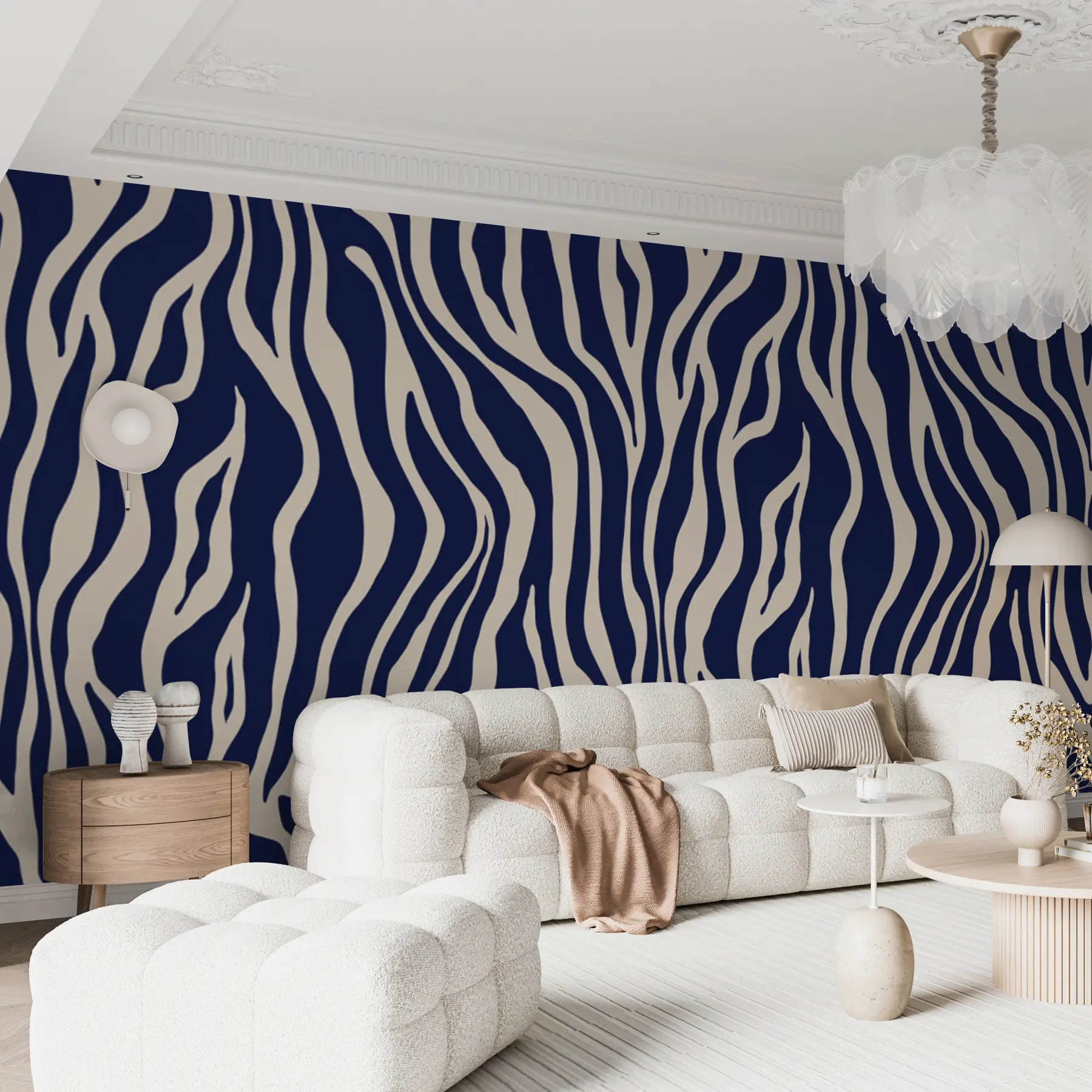 wall murals Векторски отисак коже зебре у плавим и белим бојама u99173v1